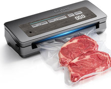 Load image into Gallery viewer, Vacuum Sealer Machine, Powerful 90kPa 120W Wide Seal All-in-1 Food Storage Sealer with 2 Bag Rolls and 5pcs Pre-cut Bags, Built-in Cutter, Bags Storage and Digital Countdown Display