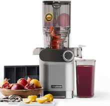 Load image into Gallery viewer, Cold Press Juicer, 200W Masticating Slow Juicer BPA Free 4.3" Large Feed Chute for Whole Fruits Vegetables with Upgraded Auger, Tritan Material, Juice Recipes, Silver