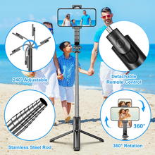 Load image into Gallery viewer, bigleap 3-in-1 Bluetooth Selfie Stick & Tripod (1.7M) - Wireless Remote, 360° Rotation Phone Mount for Streaming, Vlog, Travel