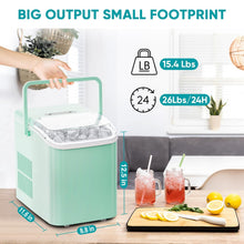 Load image into Gallery viewer, Casabay Ice Maker, Portable Countertop Ice Machine Quiet Cubes Makers with Ice Scoop, Basket and Handle Self-Cleaning, 9 Cubes in 6 Mins, 26.5lbs/24Hrs, 2 Sizes of Bullet Ice for Home Kitchen Party Office (Green)