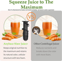Load image into Gallery viewer, Masticating Juicer Machines, 3.5" Large Feed Chute Cold Press Juicer for Whole Fruits and Vegetables, Juice Extractor Machine BPA Free with Quiet Motor, 5 Speed Modes, Easy to Clean