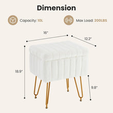 Load image into Gallery viewer, Casabay Vanity Stool Chair with Storage, Faux Fur Footstool Ottoman with Metal Legs & Anti-Slip Adjustable Feet for Bedroom, Entryway