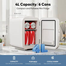 Load image into Gallery viewer, Casabay Mini Refrigerator for Bedroom, Car, Office, Dorm 4L/6 Can Cooler & Warmer Portable Small Compact Fridge for Skincare