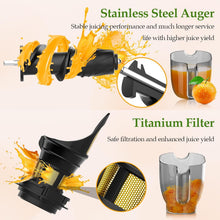 Load image into Gallery viewer, Masticating Juicer Machines, 3.5" Large Feed Chute Cold Press Juicer for Whole Fruits and Vegetables, Juice Extractor Machine BPA Free with Quiet Motor, 5 Speed Modes, Easy to Clean