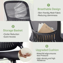 Load image into Gallery viewer, Casabay Office Chair, Ergonomic Mesh Desk Rolling Work Swivel Task Chairs with Flip-up Armrests, Comfortable Lumbar Support, for Home, Bedroom, Study, Black