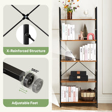 Load image into Gallery viewer, Casabay Book Shelf, 5-Tier Tall Bookcase with Steel Frame for Bedroom, Living Room, Kitchen or Home Office, Brown