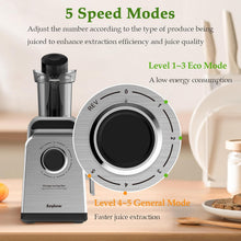Load image into Gallery viewer, Masticating Juicer Machines, 3.5" Large Feed Chute Cold Press Juicer for Whole Fruits and Vegetables, Juice Extractor Machine BPA Free with Quiet Motor, 5 Speed Modes, Easy to Clean