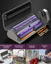 Load image into Gallery viewer, Vacuum Sealer Machine Powerful 95kPa 140W One Hand Operation Food Sealer Built-in Cutter & Countdown Display Double Seal Strip with 2 Bag Rolls, 5PCS Pre-cut Bags, PULSE & Marinate Enabled