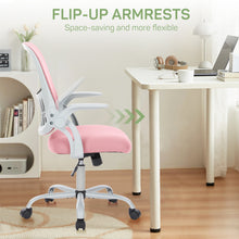 Load image into Gallery viewer, Casabay Office Chair, Ergonomic Mesh Desk Rolling Work Swivel Task Chairs with Flip-up Armrests, Comfortable Lumbar Support, for Home, Bedroom, Study, Pink