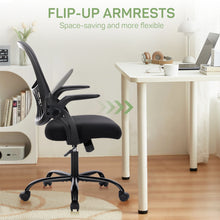Load image into Gallery viewer, Casabay Office Chair, Ergonomic Mesh Desk Rolling Work Swivel Task Chairs with Flip-up Armrests, Comfortable Lumbar Support, for Home, Bedroom, Study, Black