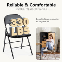 Load image into Gallery viewer, Casabay Folding Chairs Set of 2, Metal Foldable Chairs with Leather Padded Seat and Back, Stackable Heavy Duty Portable Chairs for Home, Office, Party, Indoor Outdoor Use