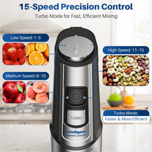 Load image into Gallery viewer, Casabay Immersion Blender - 15 Speed Hand Held 1100W 2-in-1 Stainless Steel with Full Copper Motor, Turbo Mode Hand Mixer, Blade with Anti-Scratch Coating
