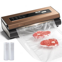 Load image into Gallery viewer, Vacuum Sealer Machine Powerful 90Kpa Precision 6-in-1 Food Preservation System with 2 Bag Rolls & 5 Pre-cut Bags, Widened 12mm Sealing Strip, Built-in Cutter, Dry&Moist Modes, Compact Design, Silver