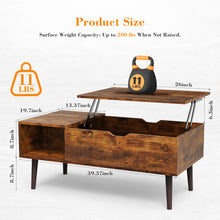 Load image into Gallery viewer, Lift Top Coffee Tables for Living Room, Small Modern Wooden Center Tables with Storage Shelf and Hidden Compartment
