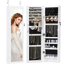 Load image into Gallery viewer, Jewelry Organizer Cabinet, 47.2-Inch Jewelry Armoire Wall or Door Mounted Lockable with Full-Length Mirror, 6 LEDs Large Capacity for Jewelry Storage