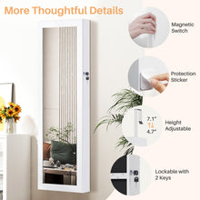 Load image into Gallery viewer, Jewelry Organizer Cabinet, 47.2-Inch Jewelry Armoire Wall or Door Mounted Lockable with Full-Length Mirror, 6 LEDs Large Capacity for Jewelry Storage