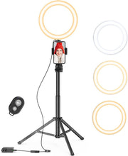 Load image into Gallery viewer, 9 inch Ring Light with Stand and Phone Holder, 50" Tripod with Remote