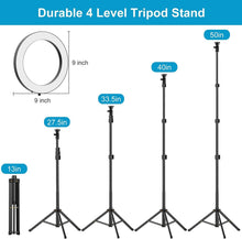 Load image into Gallery viewer, 9 inch Ring Light with Stand and Phone Holder, 50" Tripod with Remote