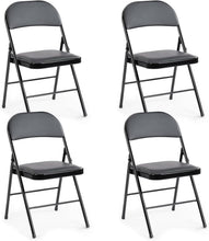 Load image into Gallery viewer, Casabay Folding Chairs Set of 2, Metal Foldable Chairs with Leather Padded Seat and Back, Stackable Heavy Duty Portable Chairs for Home, Office, Party, Indoor Outdoor Use
