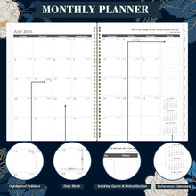 Load image into Gallery viewer, 2025-2027 Monthly Planner - 2 Year Monthly Planner/Calendar 2025-2027, Academic Planner 2025-2027, Jul 2025 - Jun 2027, 11" x 9", 24 Months, Tabs, Back Pocket, Holidays, Twin-Wire Binding, Note Pages
