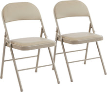 Load image into Gallery viewer, Casabay Folding Chairs Set of 2, Metal Foldable Chairs with Leather Padded Seat and Back, Stackable Heavy Duty Portable Chairs for Home, Office, Party, Indoor Outdoor Use

