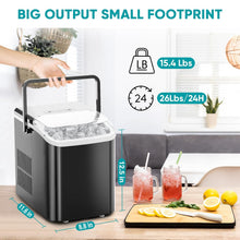Load image into Gallery viewer, Casabay Ice Maker, Portable Countertop Ice Machine Quiet Cubes Makers with Ice Scoop, Basket and Handle Self-Cleaning, 9 Cubes in 6 Mins, 26.5lbs/24Hrs, 2 Sizes of Bullet Ice for Home Kitchen Party Office
