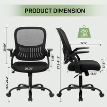 Load image into Gallery viewer, Casabay Office Chair, Ergonomic Mesh Desk Rolling Work Swivel Task Chairs with Flip-up Armrests, Comfortable Lumbar Support, for Home, Bedroom, Study, Black
