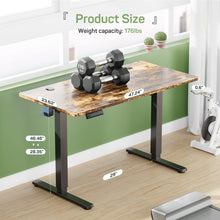 Load image into Gallery viewer, Casabay Electric Height Adjustable Standing Desk, 48"x24" Sit-to-Stand Desk Ergonomic Rising Computer Table for Home Office (Rustic Brown)
