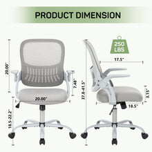 Load image into Gallery viewer, Casabay Office Chair, Ergonomic Mesh Desk Rolling Work Swivel Task Chairs with Flip-up Armrests, Comfortable Lumbar Support, for Home, Bedroom, Study, Gray
