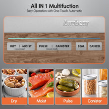 Load image into Gallery viewer, Vacuum Sealer Machine, Powerful 90kPa 120W Wide Seal All-in-1 Food Storage Sealer with 2 Bag Rolls and 5pcs Pre-cut Bags, Built-in Cutter, Bags Storage and Digital Countdown Display
