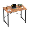 Casabay 40 Inch Computer Desk Home Office Desk with X-Shaped Metal Frame, Waterproof Writing Table with Simple Style for Small Space, Brown