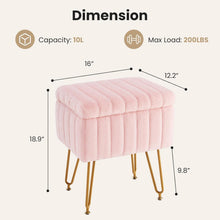 Load image into Gallery viewer, Casabay Vanity Stool Chair with Storage, Faux Fur Footstool Ottoman with Metal Legs &amp; Anti-Slip Adjustable Feet for Bedroom, Entryway (Pink)
