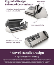 Load image into Gallery viewer, Vacuum Sealer Machine Powerful 95kPa 140W One Hand Operation Food Sealer Built-in Cutter &amp; Countdown Display Double Seal Strip with 2 Bag Rolls, 5PCS Pre-cut Bags, PULSE &amp; Marinate Enabled
