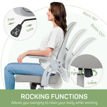 Load image into Gallery viewer, Casabay Office Chair, Ergonomic Mesh Desk Rolling Work Swivel Task Chairs with Flip-up Armrests, Comfortable Lumbar Support, for Home, Bedroom, Study, Gray
