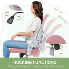 Load image into Gallery viewer, Casabay Office Chair, Ergonomic Mesh Desk Rolling Work Swivel Task Chairs with Flip-up Armrests, Comfortable Lumbar Support, for Home, Bedroom, Study, Pink
