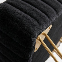 Load image into Gallery viewer, Casabay Vanity Stool Chair with Storage, Faux Fur Footstool Ottoman with Metal Legs &amp; Anti-Slip Adjustable Feet for Bedroom, Dorm, Black
