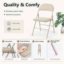 Load image into Gallery viewer, Casabay Folding Chairs Set of 2, Metal Foldable Chairs with Leather Padded Seat and Back, Stackable Heavy Duty Portable Chairs for Home, Office, Party, Indoor Outdoor Use
