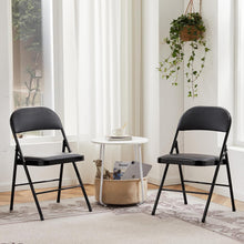 Load image into Gallery viewer, Casabay Folding Chairs Set of 2, Metal Foldable Chairs with Leather Padded Seat and Back, Stackable Heavy Duty Portable Chairs for Home, Office, Party, Indoor Outdoor Use
