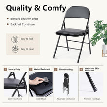 Load image into Gallery viewer, Casabay Folding Chairs Set of 2, Metal Foldable Chairs with Leather Padded Seat and Back, Stackable Heavy Duty Portable Chairs for Home, Office, Party, Indoor Outdoor Use
