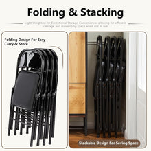 Load image into Gallery viewer, Casabay Folding Chairs Set of 2, Metal Foldable Chairs with Leather Padded Seat and Back, Stackable Heavy Duty Portable Chairs for Home, Office, Party, Indoor Outdoor Use
