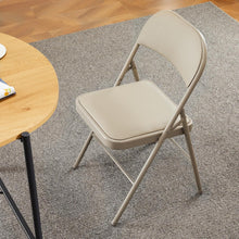 Load image into Gallery viewer, Casabay Folding Chairs Set of 2, Metal Foldable Chairs with Leather Padded Seat and Back, Stackable Heavy Duty Portable Chairs for Home, Office, Party, Indoor Outdoor Use
