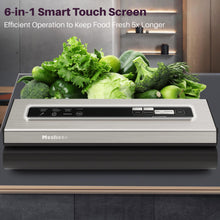 Load image into Gallery viewer, Vacuum Sealer Machine Powerful 90Kpa Precision 6-in-1 Food Preservation System with 2 Bag Rolls &amp; 5 Pre-cut Bags, Widened 12mm Sealing Strip, Built-in Cutter, Dry&amp;Moist Modes, Compact Design, Silver
