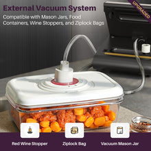 Load image into Gallery viewer, Vacuum Sealer Machine Powerful 90Kpa Precision 6-in-1 Food Preservation System with 2 Bag Rolls &amp; 5 Pre-cut Bags, Widened 12mm Sealing Strip, Built-in Cutter, Dry&amp;Moist Modes, Compact Design, Silver
