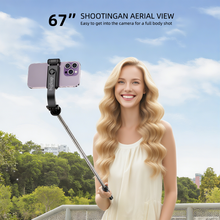 Load image into Gallery viewer, bigleap 3-in-1 Bluetooth Selfie Stick &amp; Tripod (1.7M) - Wireless Remote, 360° Rotation Phone Mount for Streaming, Vlog, Travel
