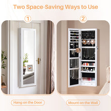 Load image into Gallery viewer, Jewelry Organizer Cabinet, 47.2-Inch Jewelry Armoire Wall or Door Mounted Lockable with Full-Length Mirror, 6 LEDs Large Capacity for Jewelry Storage
