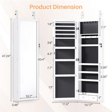 Load image into Gallery viewer, Jewelry Organizer Cabinet, 47.2-Inch Jewelry Armoire Wall or Door Mounted Lockable with Full-Length Mirror, 6 LEDs Large Capacity for Jewelry Storage
