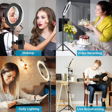 Load image into Gallery viewer, 9 inch Ring Light with Stand and Phone Holder, 50" Tripod with Remote
